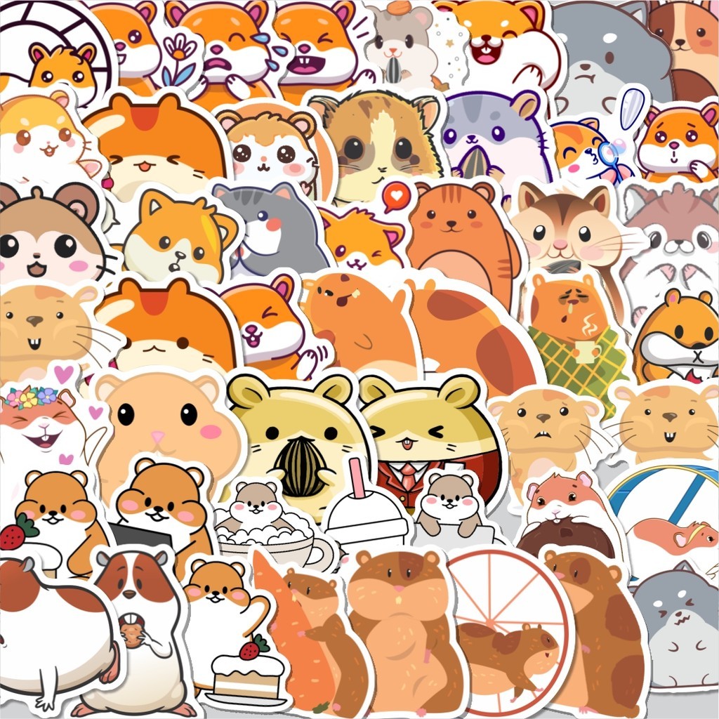 

Stiker Cutting Pack Sticker Hewan Hamster Isi 100Pcs Series Aesthetic Lucu Keren Untuk Koper Bahan Vynil