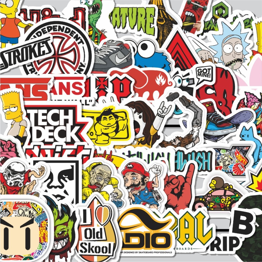 

Stiker Cutting Pack Stiker Logo Skateboard Versi 2 Isi 100Pcs Series Aesthetic Lucu Keren Untuk Koper Bahan Vynil