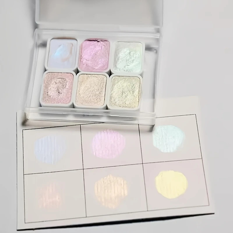 

6-Color Set of Handmade Metal Watercolor Paints - Mermaid, Blue, Green, Purple Series - Ideal for Painting, School Art Supplies