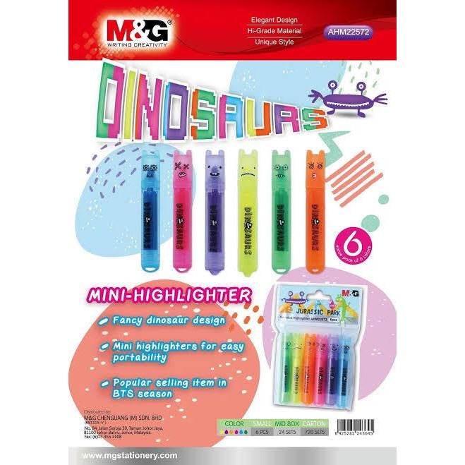 

M&G Mini Highlighter Jurassic Parck AHM22572 colorful-6pcs