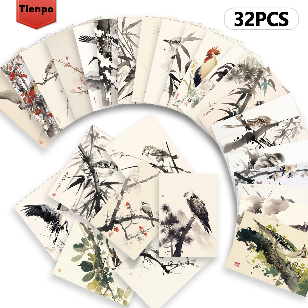 

32pcs, Japanese Bird Illustration Vintage Postcards, Mailing Cards, Greeting Cards, DIY Cards, Souvenir Postcards, Decorations