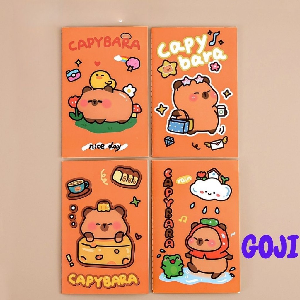 

GOJI Buku Catatan A5 Isi 4pcs 28 Lembar Per Motif Capybara Note Book Motif Kapibara Kartun Lucu Cute MO