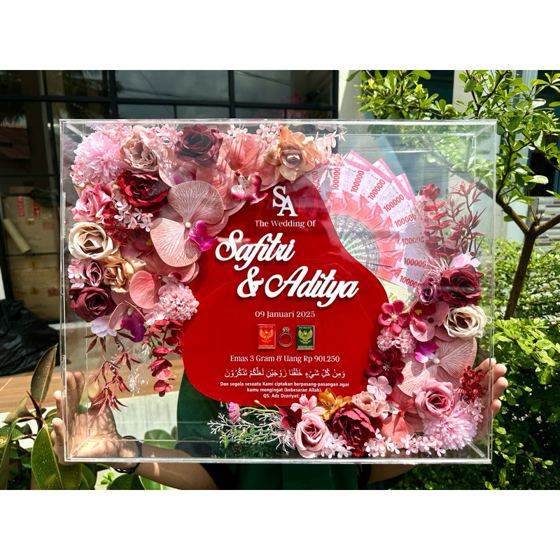 MAHAR UANG TERLARIS MAHAR AKRILIK JUMBO 40x50 FREE UANG KERTAS 2 SISI