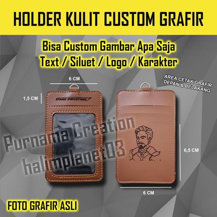 

ID Card Holder Grafir BUMN Holder Kulit Name Tag Custom PLN Telkom Mandiri BNI BRI - Holder Grafir