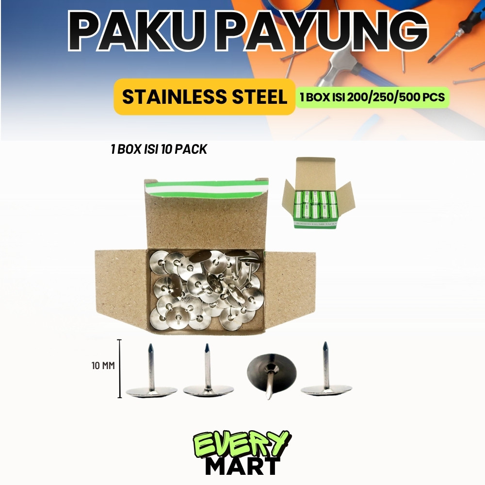 

1 Box isi 10 pak Thumb Tacks / Pines / Paku Payung Bossco A-19~50