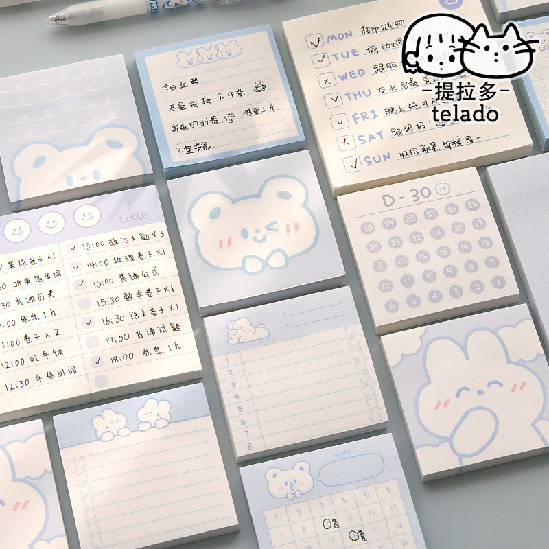 

Cute Cream bear Rabbit Memo Pad Grid Message Notes Decorative To Do List Time Sticky Schedule planner Stationery Office Supplies