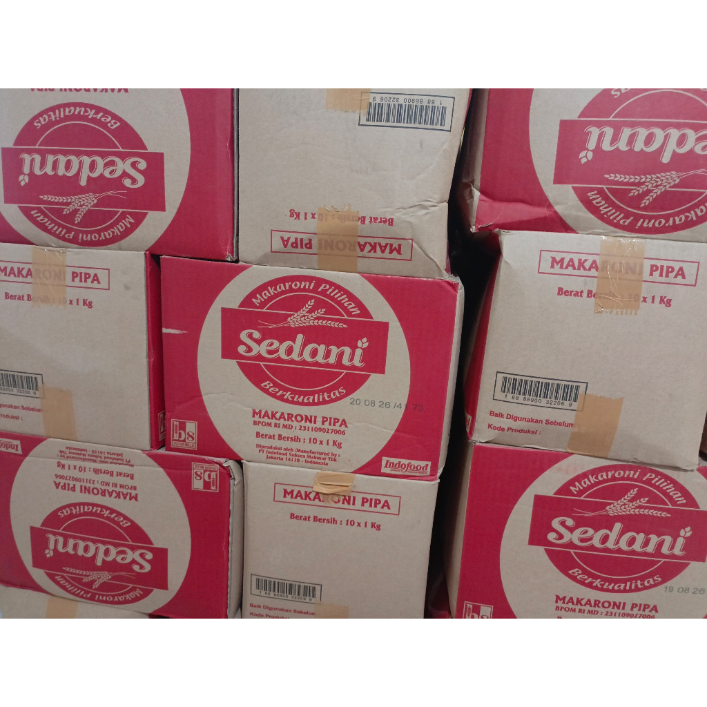 

Makaroni Pasta Sedani Dus Isi 10kg Beragam Bentuk