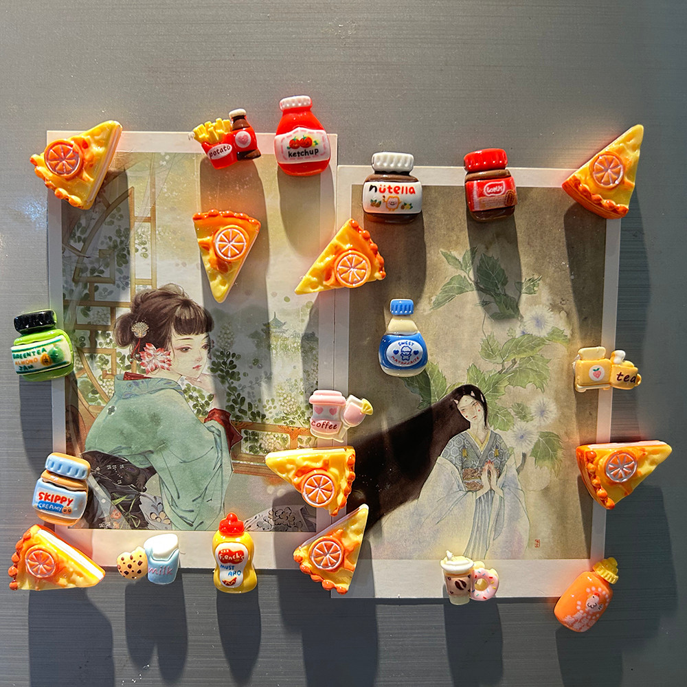 Pizza Party Fridge Magnets 23Pcs Chalkboard Memo Pads for Refrigerator Family Gathering Coke Pizza T