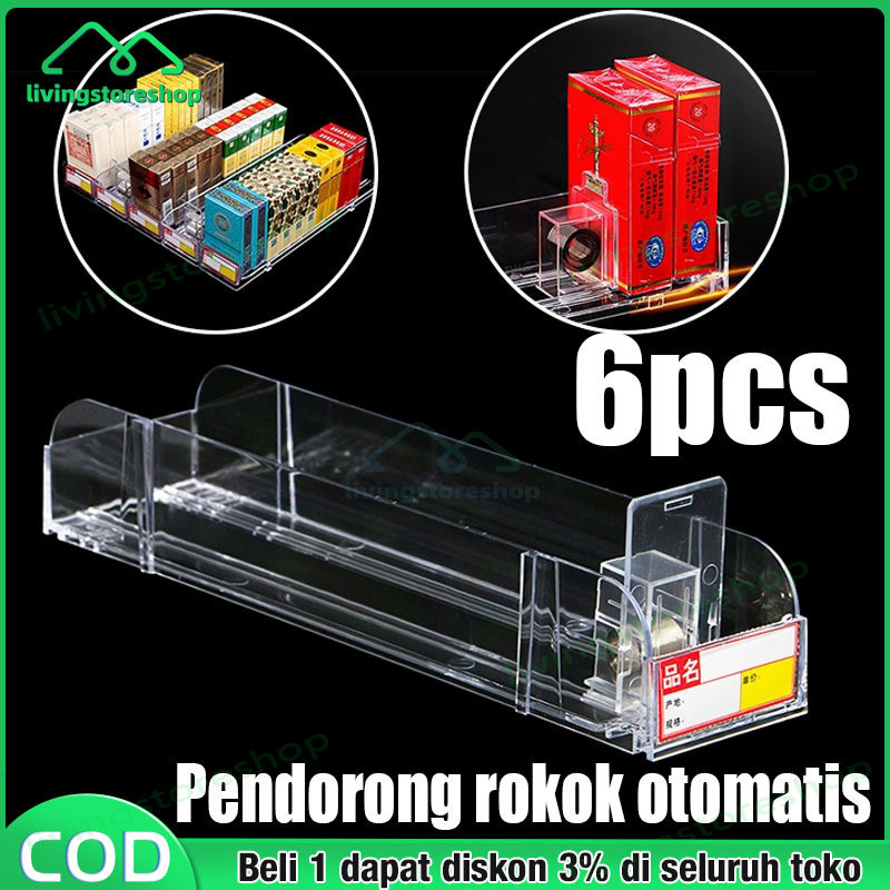 6pcs 28cm Display Rokok Pusher Rokok Rak Display Rokok Dengan Pendorong Akrilik Display Rokok