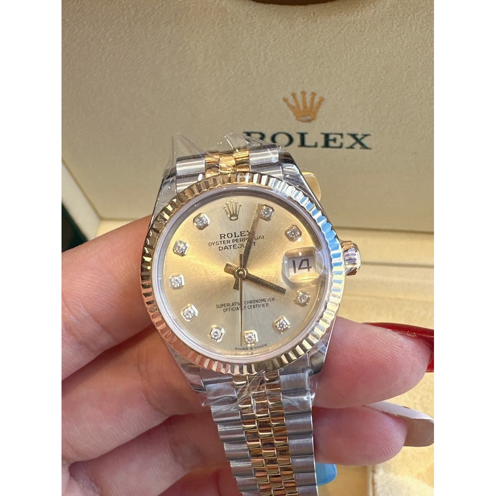 Jam Tangan Wanita Kasual Mewah Kelas Atas Kamar Asli Kalender Mode Emas Jam Tangan Rolex Tren Bisnis