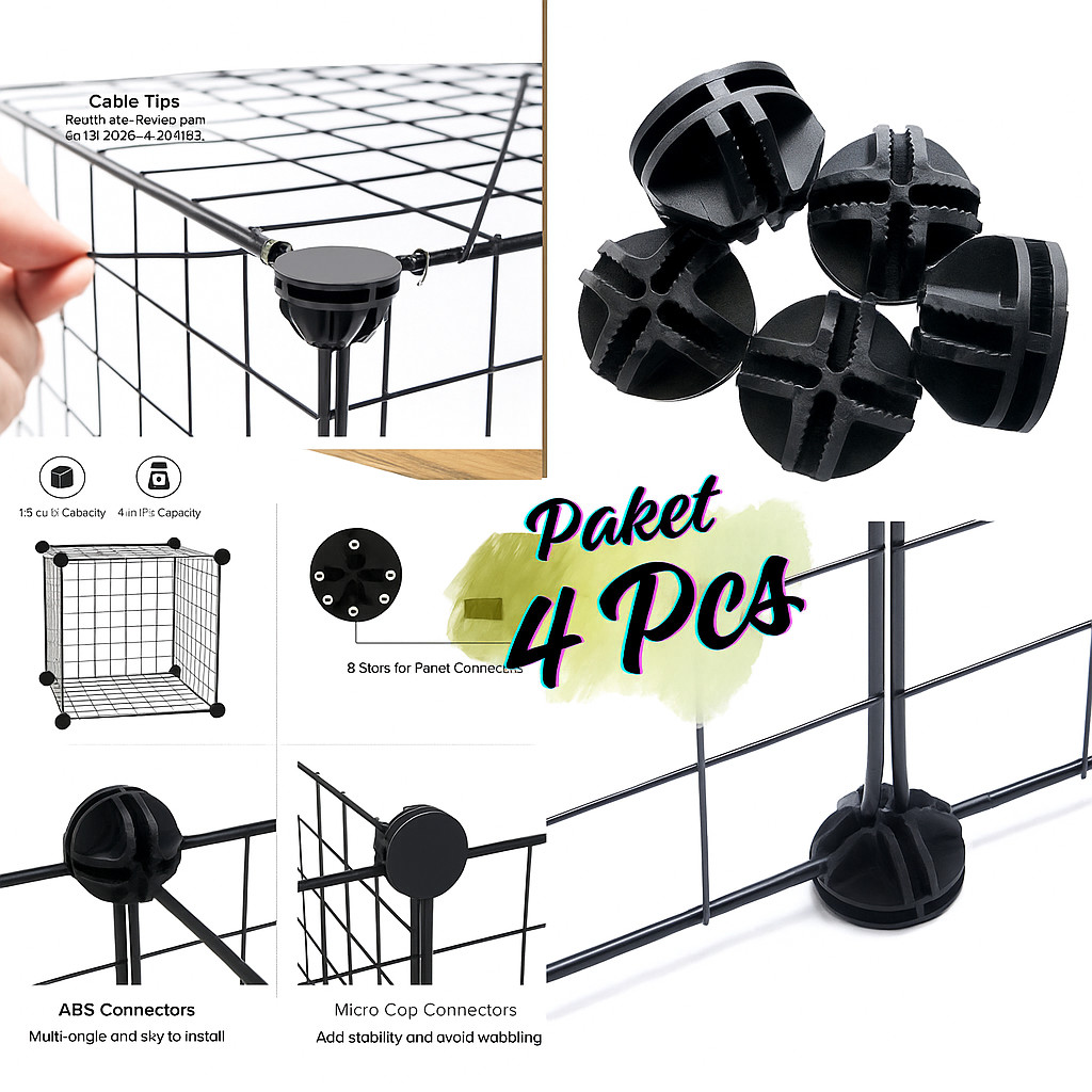 (PAKET 4 PCS) Konektor Connector Wire grid wall sambungan kawat ram besi Sangkar Kandang Diy Hewan K