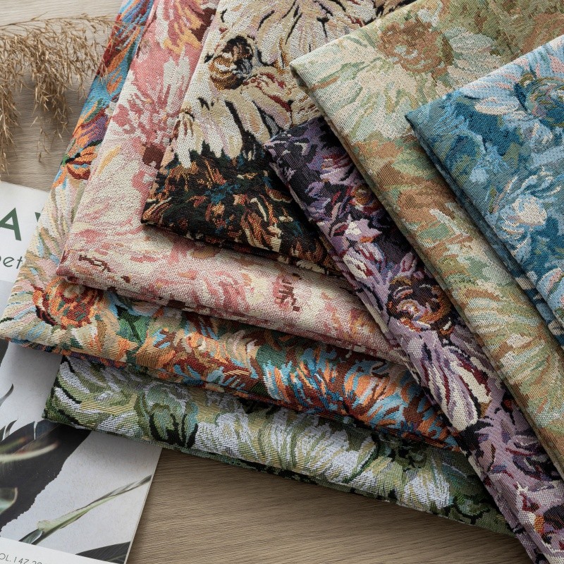 

Oil Painting Style Jacquard Chenille Fabric Upholstery By Meters for Pillowcase Tablecloth Curtain Sewing Wearable Sofa Cloth