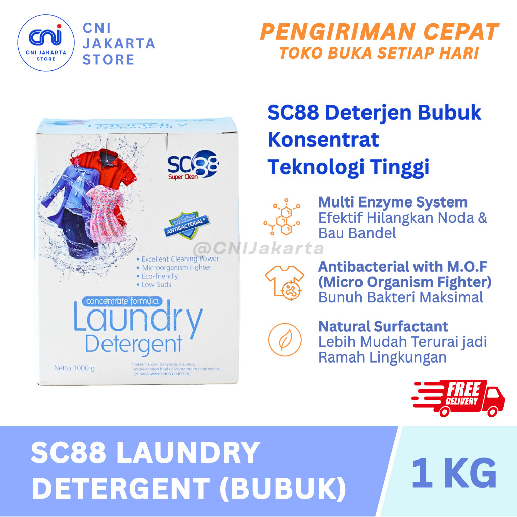 CNI SC88 LAUNDRY DETERGENT 1 KG - Deterjen Baju CNI SC88 Bubuk Formula Baru