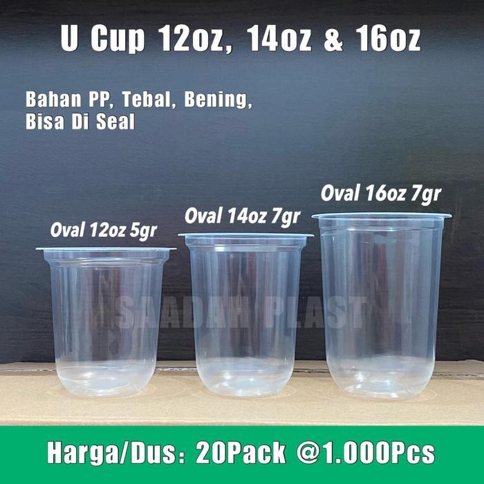 [TERLARIS] Gelas Plastik Oval 16oz / Cup PP Bulat isi 50pcs - 1 Dus Oval 16oz[TERLARIS ]