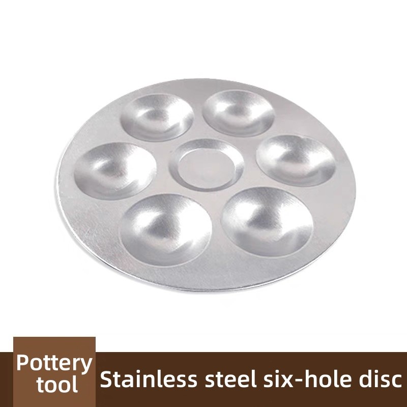 

Aluminum Fine art painting palette Round 6-well gouache paint palette Painting palette