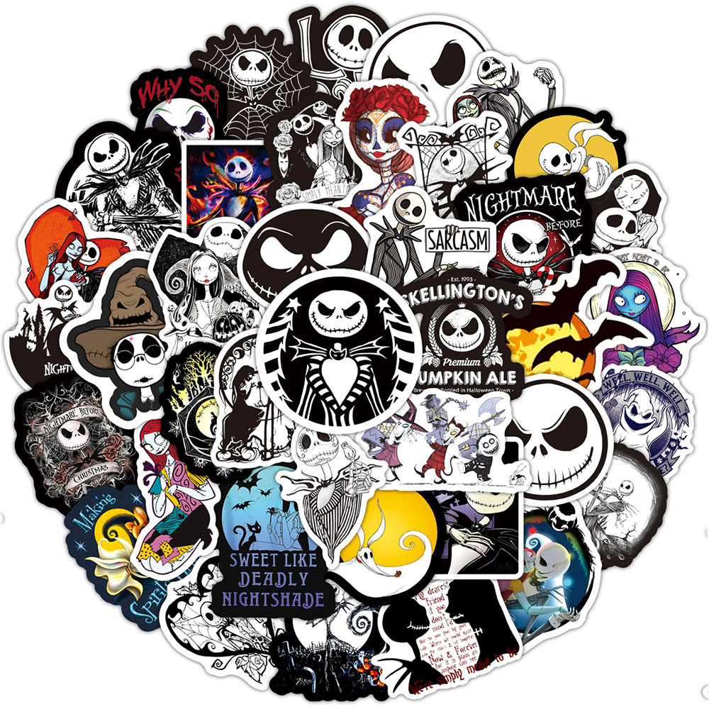 

10/30/50/100PCS Disney Movie Nightmare Before Halloween Stickers Laptop Guitar Luggage Phone Graffiti Sticker Kid Toy