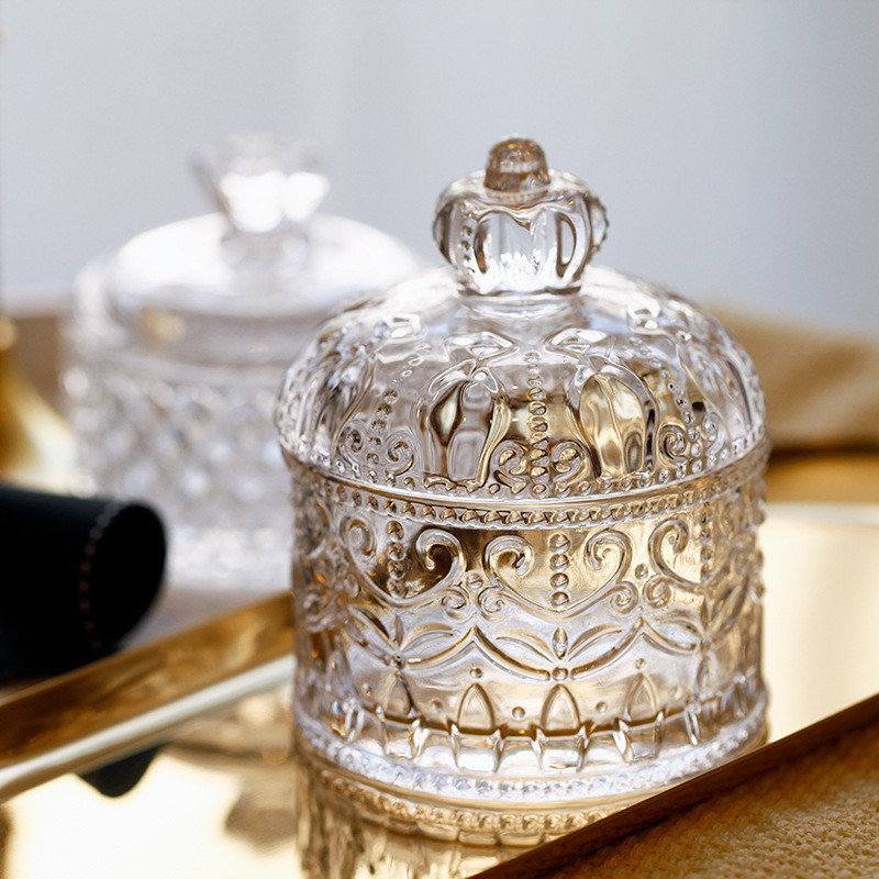 SMALL Crystal Jar Candle Jar Candy Jar / Wadah Toples Kaca Kristal Lilin Permen Hampers Souvenir
