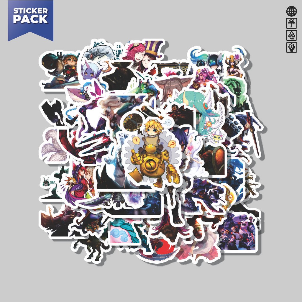 

[100PCS]Stiker Pack Stiker Kartun League Of Legends Skin 4 Aesthetic Vinyl Anti Air Dekorasi Sticker Laptop Buku Journal Koper Helm Casing HP Gitar Helm Skateboard