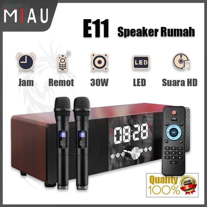 【HOT PRODUK】E11 Speaker Bluetooth Karaoke 2 Mic Wireless Speaker Multifunction 5.0 Bluetooth FULL BA