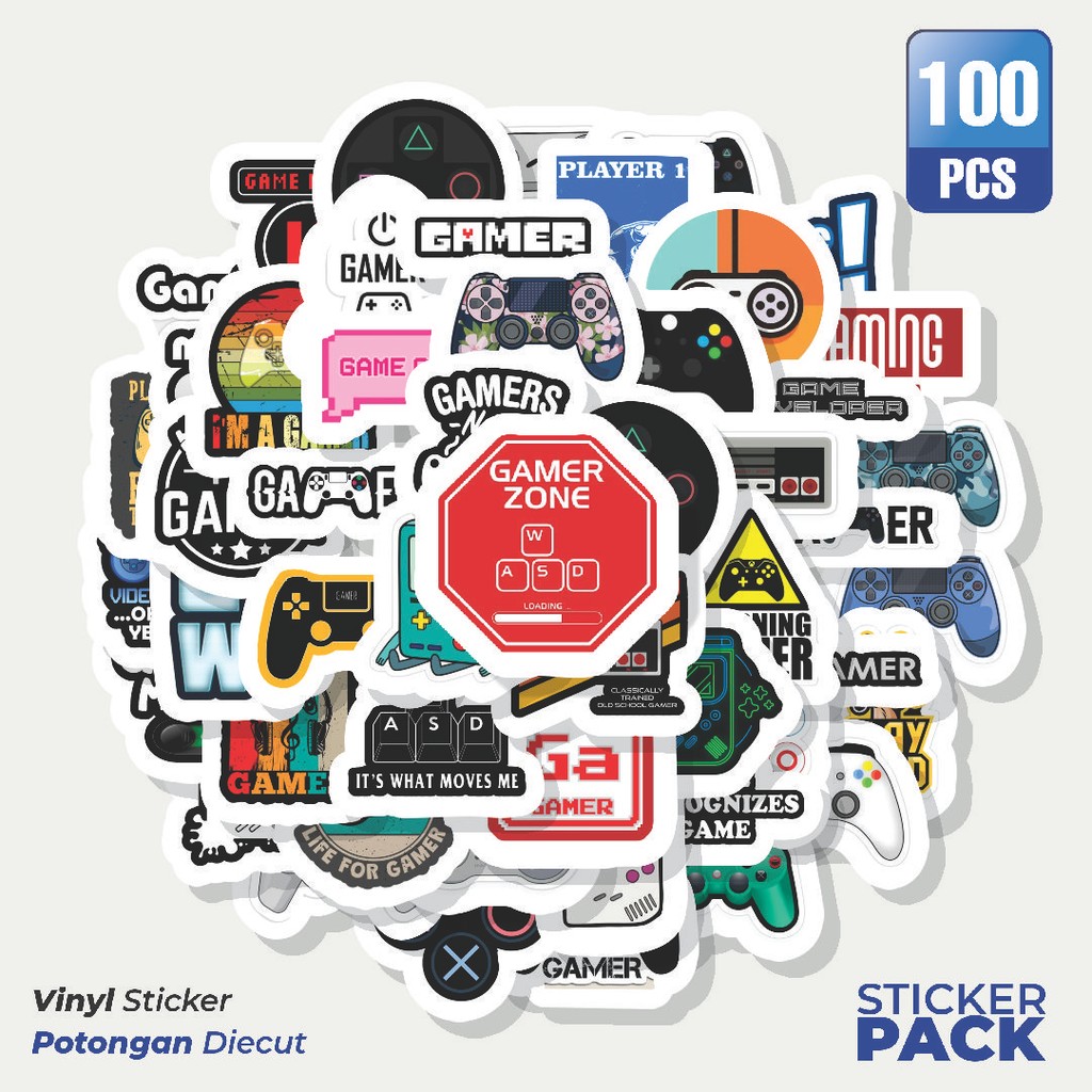 

Super Hemat! 100 PCS Stiker Game Pad Waterproof Aesthetic- Untuk Laptop, Motor, dan Helm - Paper Stationery Pack