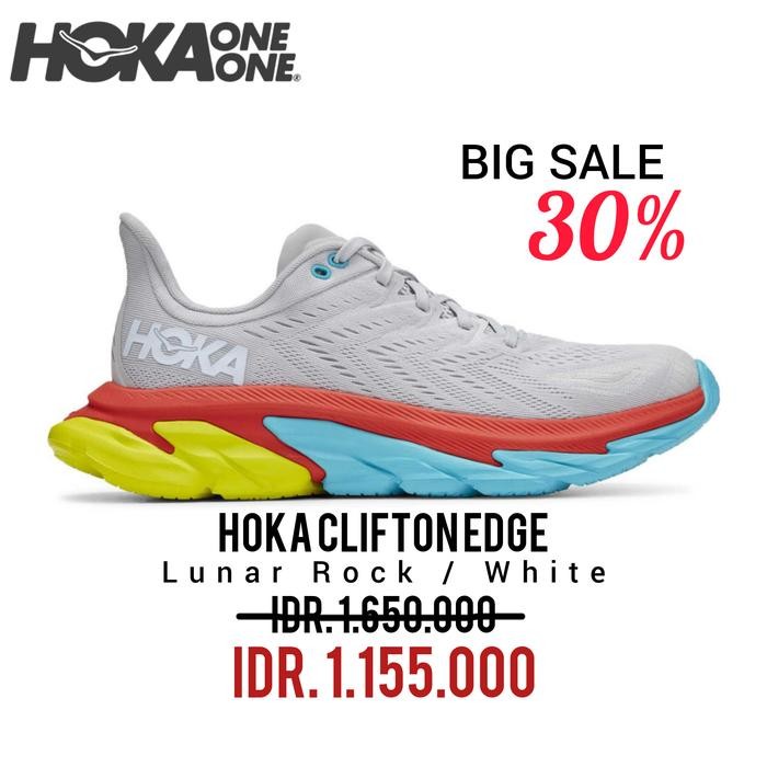 SEPATU RUNNING HOKA CLIFTON EDGE LUNAR ROCK / WHITE MEN'S RUNNING SHOES 100% ORIGINAL BNIB / SEPATU 
