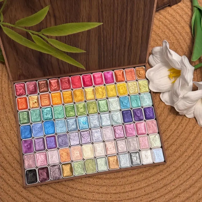 

60-84 Colors Pearl Watercolor Pigment: Metallic Solid Paint Portable Art Kit for Painting - Perfect Holiday Gifts for Artists