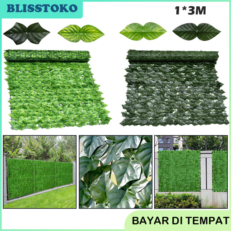Rumput Dinding Sintetis Dekorasi Dinding Daun Rambat Pagar 3 Meter x 1 Meter Artifisial Tanaman