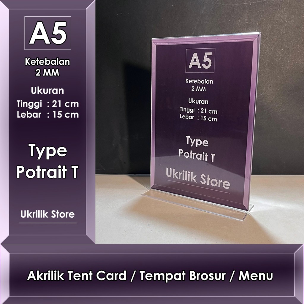 

Akrilik Tempat Brosur Menu Qris Ukuran A5 21cm x 15cm Potrait T