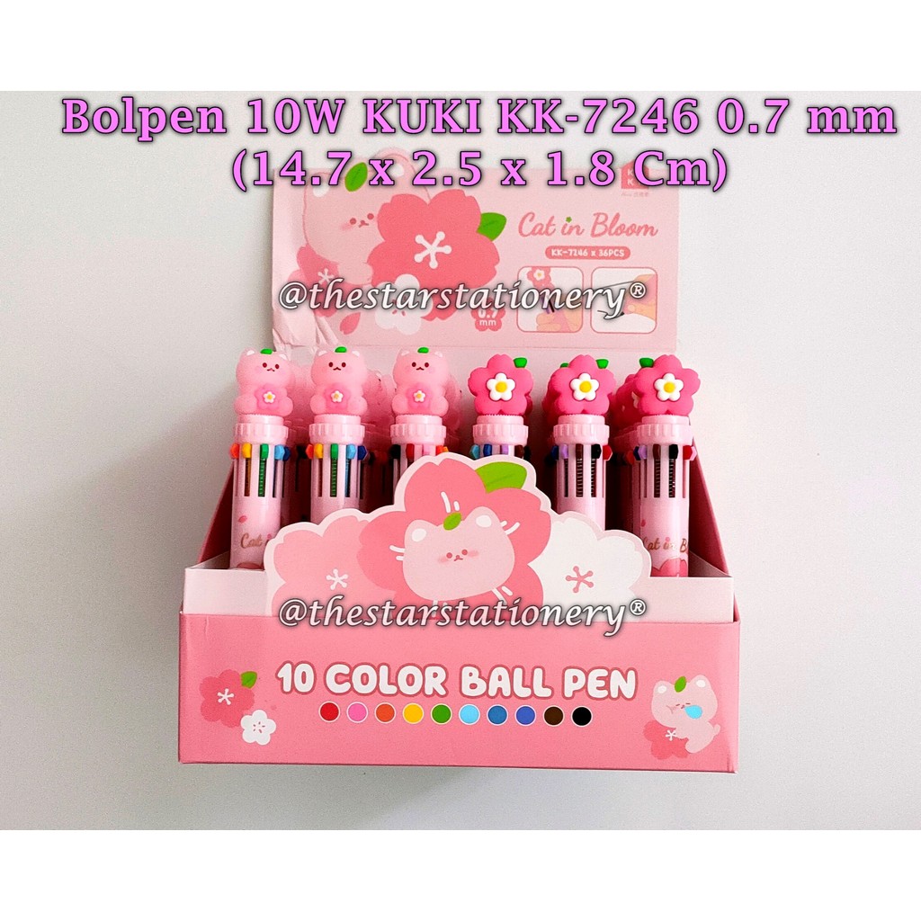 

(1 Pak Isi 36 Pcs) GROSIR Bolpen 10 Warna KUKI KK-7246 Cat In Bloom 0.7 Ball Pen (1 Pack Isi 36 Pcs)