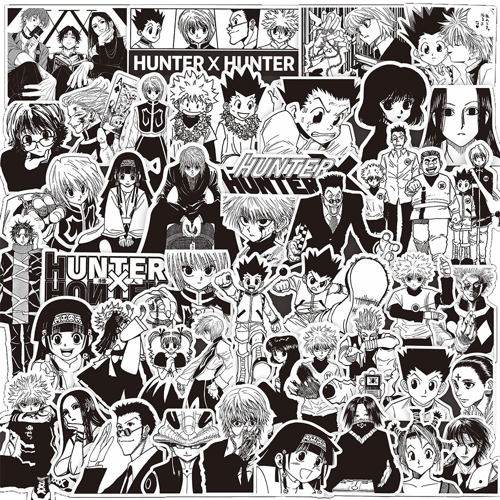

10/30/50pcs Anime Cartoon HUNTER×HUNTER Sticker Black White Decal Laptop Skateboard Notebook Suitcase Waterproof Sticker Kid Toy