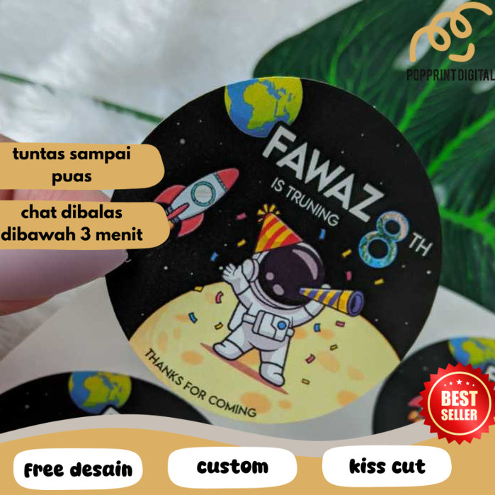 

PpD 9-15 Cetak Sticker Label Ultah Anak Stiker Bulat Ulang Tahun Free Desain Custom Nama