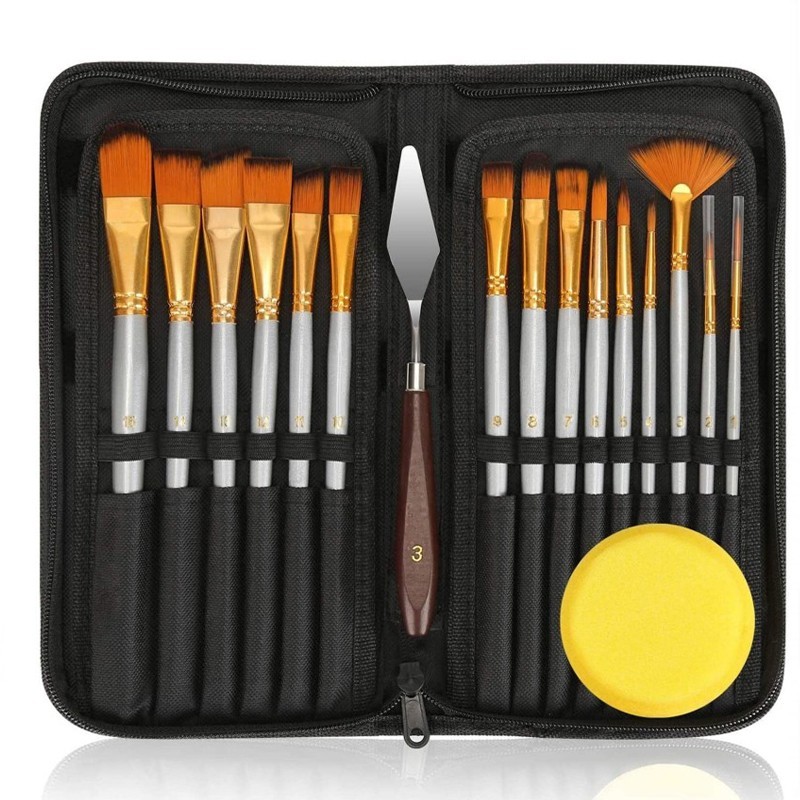 AHS - 18in1 Kuas Lukis 1 Set Kuas Gambar Kuas Lukis Set Lengkap Kuas Untuk Melukis Kuas Melukis