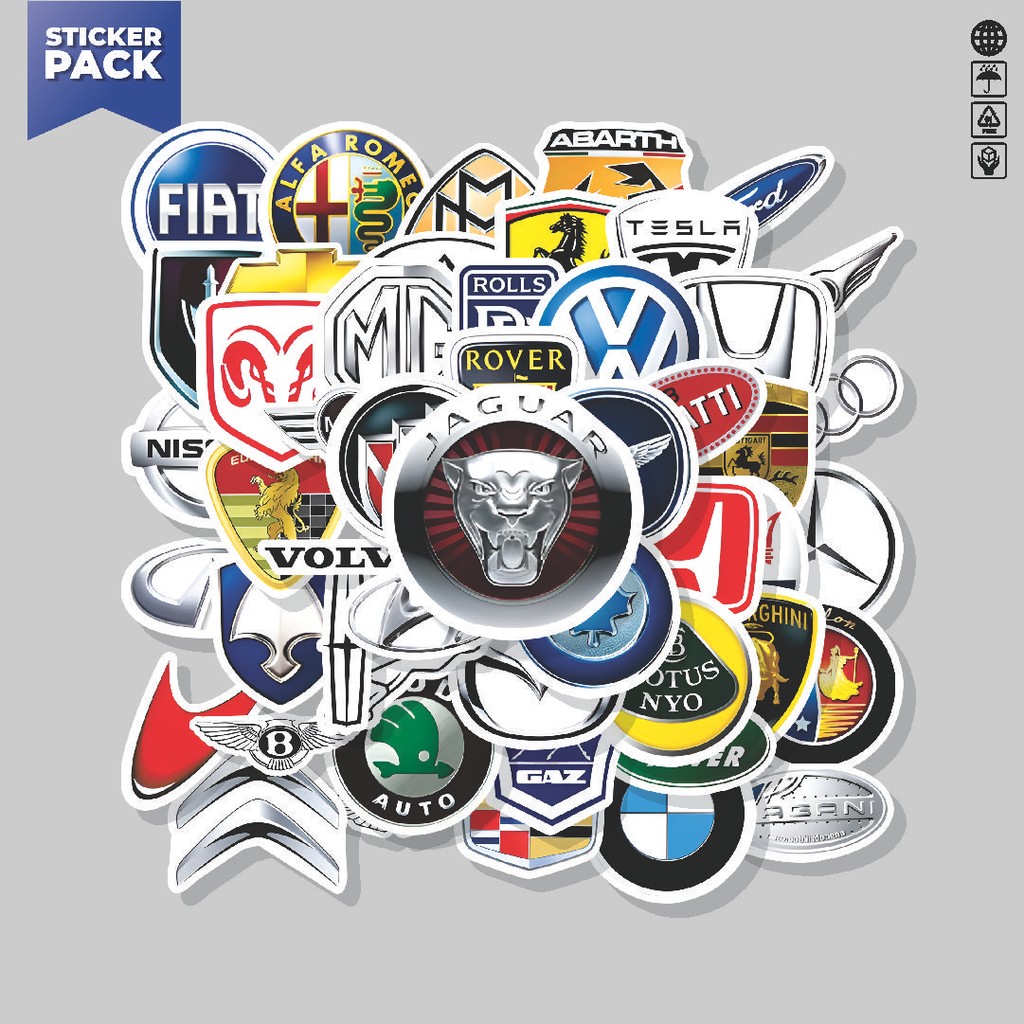 

[100PCS]Stiker Pack Stiker Mix Logo Car brand Series Aesthetic Vinyl Anti Air Dekorasi Sticker Laptop Buku Journal Koper Helm Casing HP Gitar Helm Skateboard