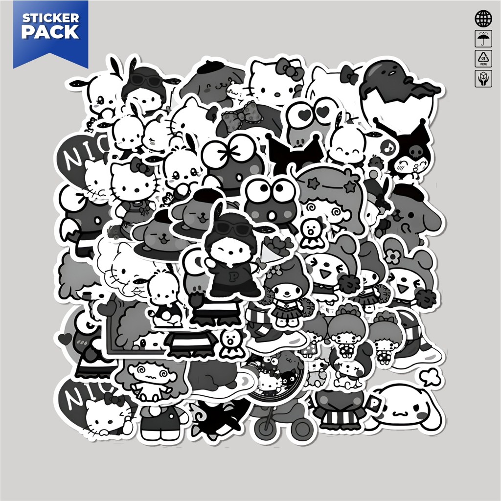 

[100PCS]Stiker Pack Stiker Mix Sanrio Hello Kitty Badzt - Maru Aesthetic Vinyl Anti Air Dekorasi Sticker Laptop Buku Journal Koper Helm Casing HP Gitar Helm Skateboard