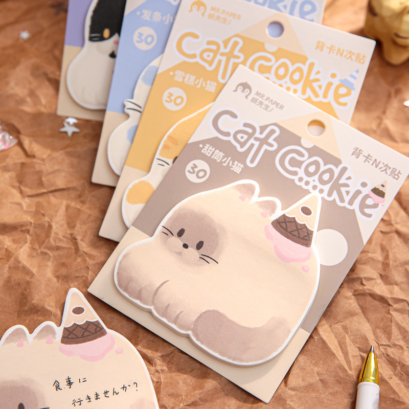 

30pcs Cute Cat Appearance Memo Pad Material Paper Collage Junk Journal Background Decoration Paper Notepad DIY Scrapbook