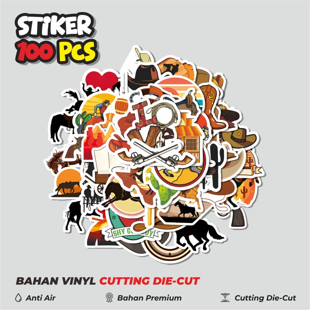 

Terbaru! 50 pcs Stiker Cowboy Dekorasi Lucu Kreatif untuk Notebook, Skateboard, HP