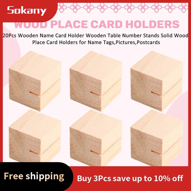 

A59E-20Pcs Wooden Name Card Holder Wooden Table Number Stands Solid Wood Place Card Holders For Name Tags,Pictures,Postcards
