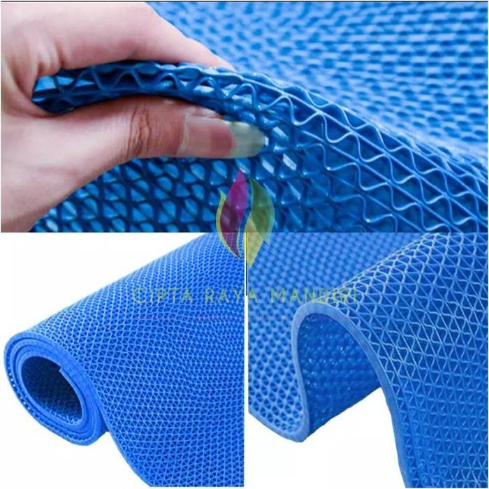Keset PVC Anti Slip S Type Tebal 6mm 60 x 120cm / Keset JARING 60x120 - Biru