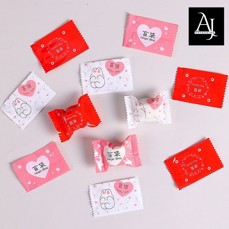 

1 Pak 100 Pcs Plastik mini 4x6 cm plastik permen nougat snack cookies/ Plastik gift mini blind bag