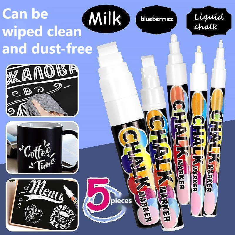 

White Liquid Chalk Graffiti Erasable Advertising Fluorescent Board Pen Water-soluble Dust-free Non Dirty Hand Blackboard Pen
