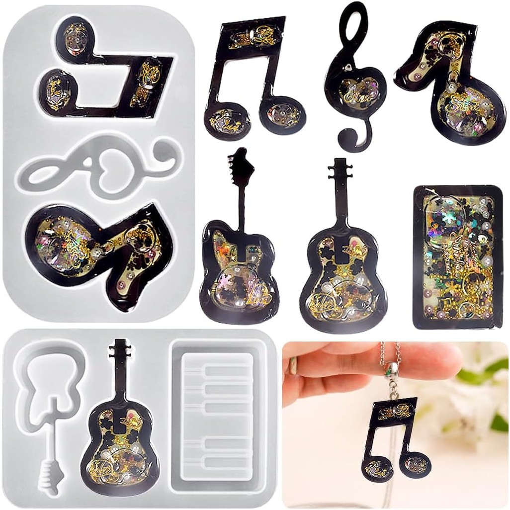 

Musical Instrument Music Note Shape Keychain Resin Mold Quicksand Silicone Mold for DIY Casting Jewelry Necklace Deco Craft