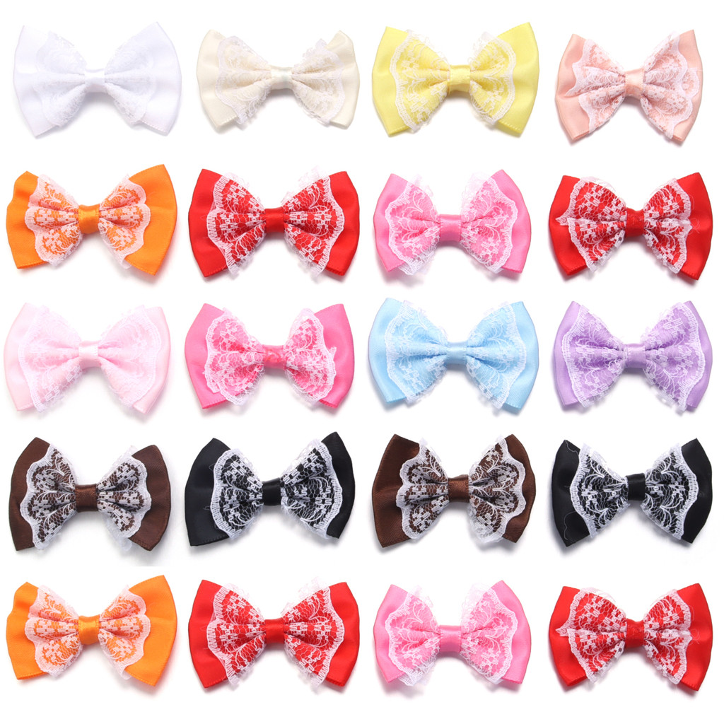 

20Pcs 3.5x5.7cm Polyester Ribbon Bow Satin Lace Bows for Wedding Party DIY Handmade Hair Accessory Bow Holiday Decoration