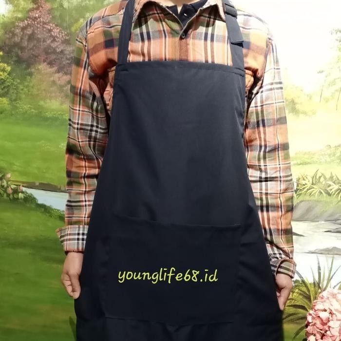 New apron barista / apron masak / celemek anti air / apron waterproof - Biru