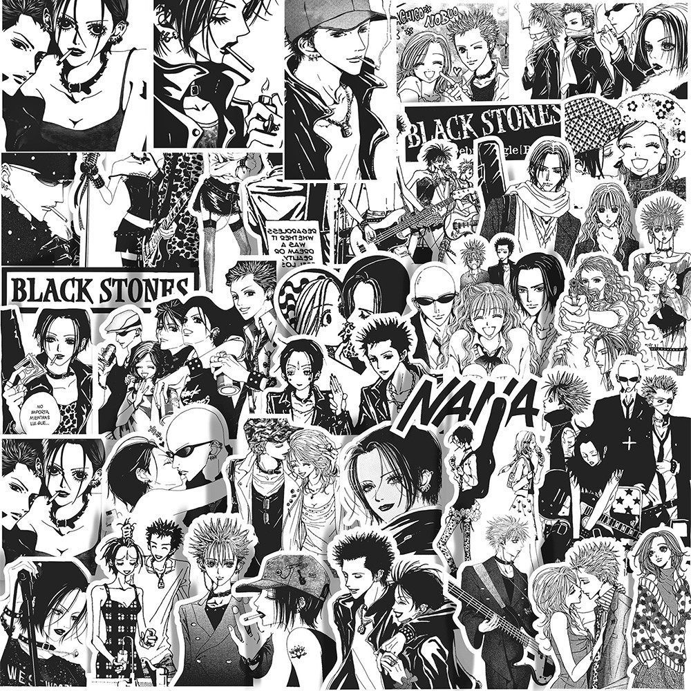 

10/30/65PCS Japanese Anime NANA Stickers Black White Decals Cartoon Decoration Suitcase Laptop Phone Stationery Manga Sticker