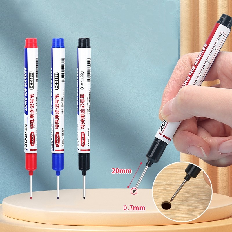 

5Pcs/Set 20mm Deep Hole Long Nib Head Markers For Metal Perforating Pen Waterproof Bathroom Woodworking Decoration Multi-Purpose