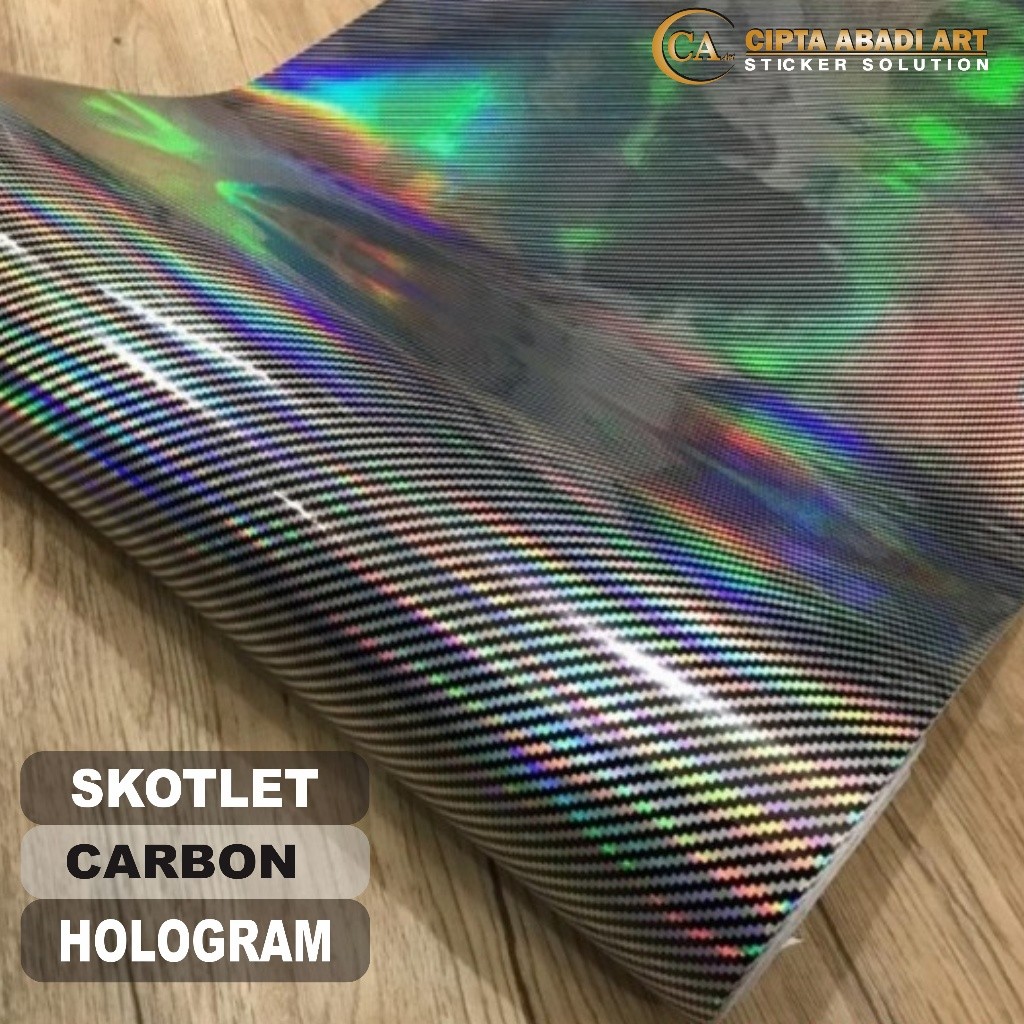 Stiker Skotlet Motor Carbon Hologram Sticker Karbon Pelangi L50CmxP50Cm Original Lem Bagus Berkualit