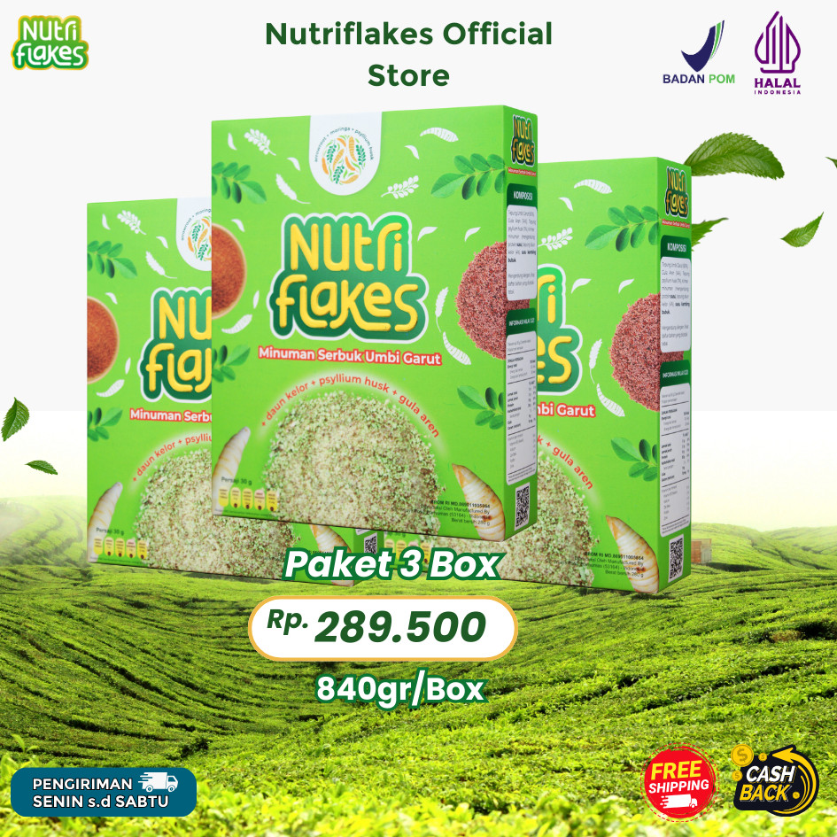 

Nutriflakes 3 Box Sereal Obat Pereda Asam Lambung Original