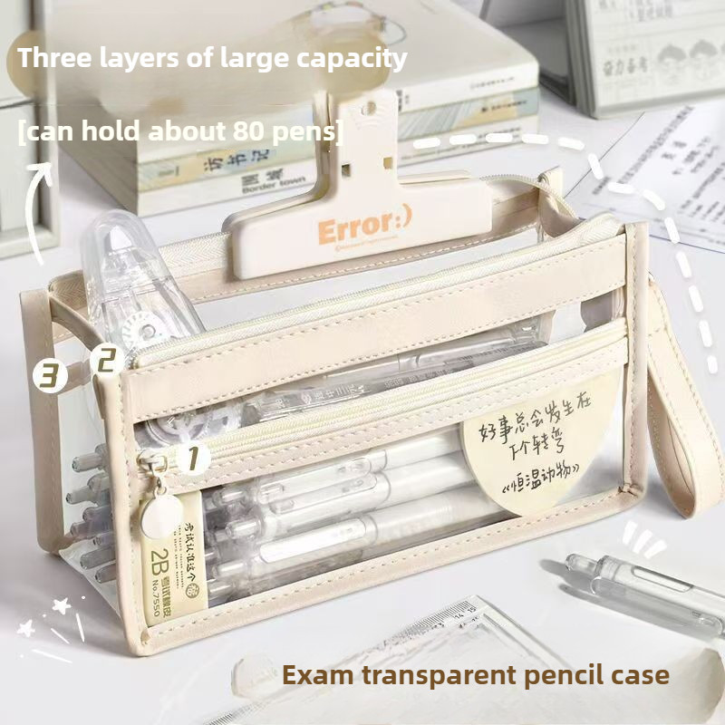 

Transparent Pencil Case Large Capacity High Value Stationery Bag for Students School Supplies Organizer pencil pouch