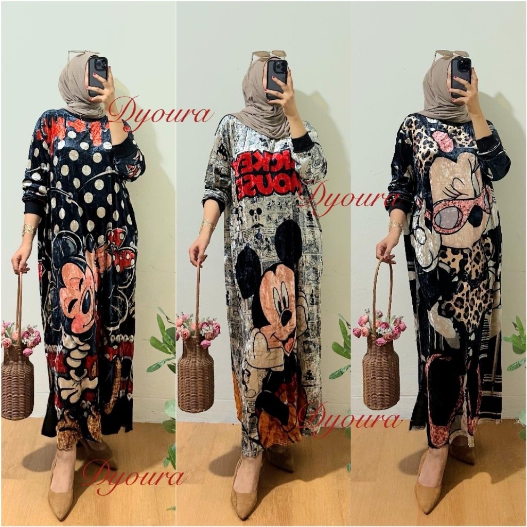 FUJA.ID dress bludru premium Ori BKK / gamis bludru payet printing