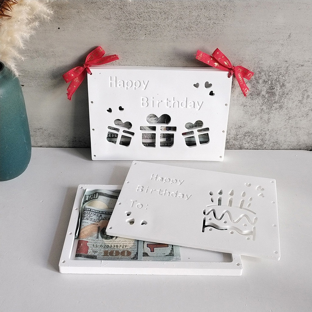 

Birthday Cash Box Gift Box Silicone Mold Happy Birthday Gift Box Epoxy Resin Molds Hollow Birthday Cake Casting Pendant Mold ﻿